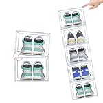 Large Clear Plastic Shoe Boxes Stackable Organizing Sneaker, 10 Pack Drop Front Shoe Storage Boxes for Closet, plastic shoe storage entryway for Size 12 (Clear 10 Pack) - Image 5