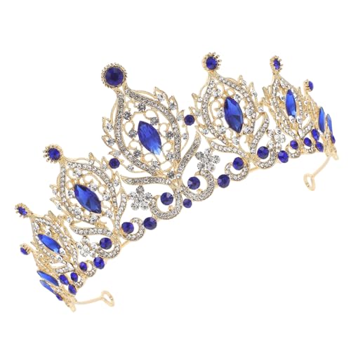 Couronne de mariée en alliage et cristal bleu Mipcase pour banquet