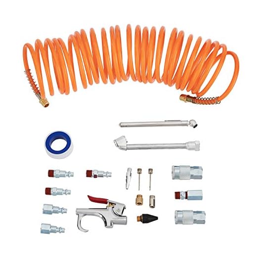 Amazon Basics 1/4-Inch NPT Air Compressor Tool Kit with Hose and Accessories - 20-Piece