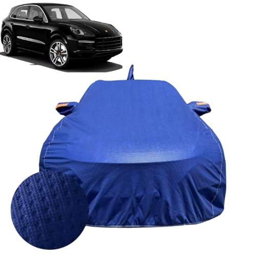 Image of Car Cover for Porsche Cayenne (2010-2018) | 100% Waterproof Cover with Reflective Mirror Pockets | Dustproof, Scratchproof, Heatproof Porsche Cayenne Car Cover |Soft Cotton Lining| Blue
