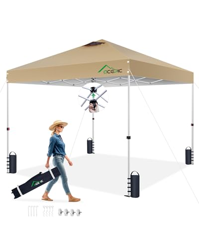 Image of Acepic 10x10 Pop Up Canopy Tent, Easy Setup Shelter, Khaki