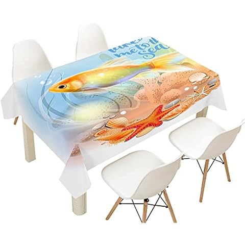 Morbuy Waterproof 3D Fish Print Tablecloth Cover