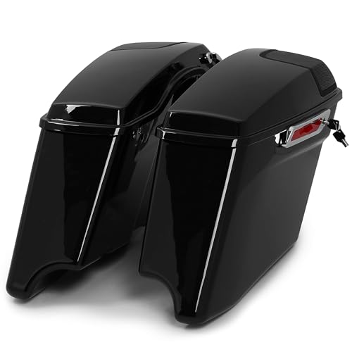 Alforjas estiradas HECASA de 5'' con tapas para altavoz de 5" x 7", compatibles con Harley Davidson Road King, Street Glide, Softail y todos los modelos Touring (1993-2013), color negro miniatura 2