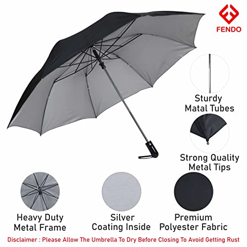 Image of Fendo 27 Inch 2 Fold Umbrella for Men & Women | Windproof & Waterproof Travel Umbrellas | Lightweight for Ideal Everyday Use | Foldable Compact Umbrella | Armani