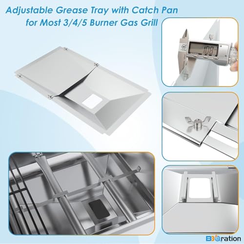 Image of Universal Grease Tray with Catch Pan for Nexgrill Replacement Parts 720-0830H 720-0882A, Charbroil, Dyna Glo, Kenmore, Expect Grill, Drip Pan for 3 /4 /5 Burner Gas Grill