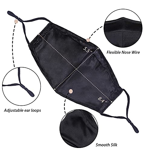 YUESUO Máscara facial de seda reutilizável para homens e mulheres cetim preto rosa bonito design res