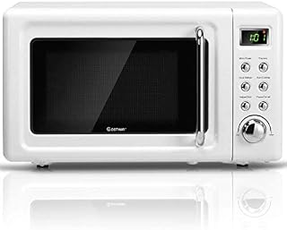 COSTWAY Retro Countertop Microwave Oven, 0.7Cu.ft, 700-Watt, Cold Rolled Steel Plate, 5 Micro