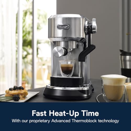 Image of De'Longhi EC950M Dedica Maestro Plus Espresso Machine with Automatic Steam Wand, Stainless Steel