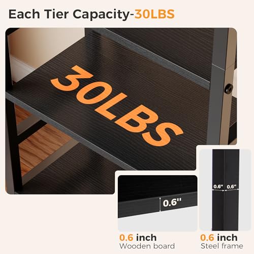Image of DUMOS 5-Tier Bookshelf, Modern Tall Bookcase, Open Storage Display Shelf for Living Room, Bedroom, Home Office, Narrow Standing Shelving Unit for Books, CDs, Decor,Modern Black