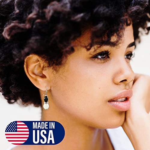 Black and White Pearl Drop Earrings - Fashion Pearl Drop Earrings - Handmade Beaded Dangles - Gift For Her Christmas Birthday Mom Girlfriend Wife4