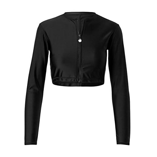 UV SKINZ Active Zip Up Rash Guard for Women - Cropped Long Sleeve Swim Jacket with UPF 50+ Sun Protection - Quick-Dry Full Zip Front Swim Top for Surfing, Swimming and Water Sports (Black, Small)