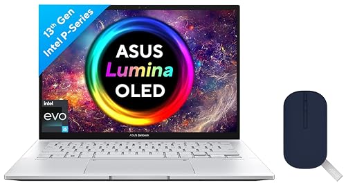 Image of ASUS Zenbook 14 OLED (2023), Intel Core EVO i5-1340P 13th Gen, 14 inch (35.56 cm) 2.8K 90Hz OLED, (16GB RAM & 512GB SSD), UX3402VA-KM542WS Marshmallow MD100 Mouse (Blue)