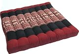 Guru-Shop Cuscino di Seduta, Cuscino da Pavimento, Tappetino da PavimentoThai, in Kapok, 50x50 cm - Rosso/nero, Sedile - Cuscini a Terra