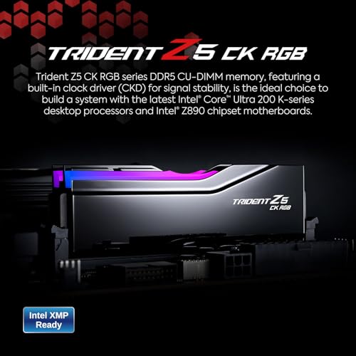 Image of G.SKILL Trident Z5 CK RGB Series (Intel XMP 3.0) DDR5 RAM 48GB (2x24GB) 8200MT /s CL40-52-52-131 1.40V Desktop Computer Memory CUDIMM - Mirror Black (F5-8200C4052G24GX2-TZ5CRK)