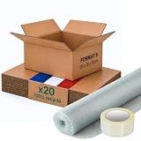 Caisse carton emballage colis S   Lot de 20 + film à bulles + adhésif   25 x 15 x 10 cm   Renforcé   bijoux, téléphones, e commerce   Life Pack