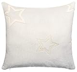 Brandsseller Cojín decorativo de franela (45 x 45 cm), diseño de estrellas, color gris claro