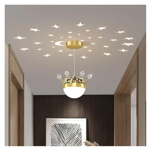 Lampe LED suspendue moderne ornée de croissants de lune et étoiles dorées pour couloir chic