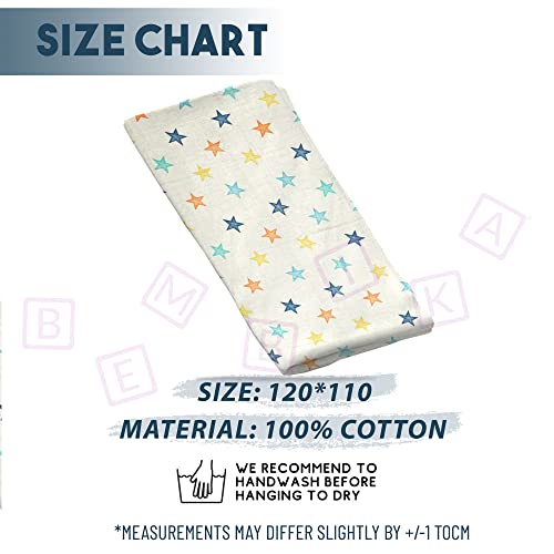 Image of BEMBIKA Bamboo Muslin Swaddle Wrap Baby 120X110 Cm Stroller Blanket Receiving Blanket for Newborn (Colorful Pentagram)