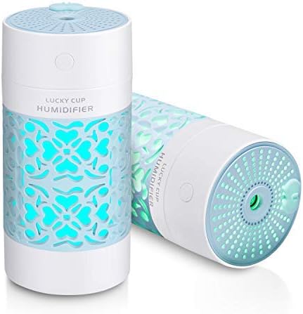 Cool Mist Humidifier Ultrasonic Portable Humidifying for Kids Rooms Travel Office bedroom with High and Low Mist Settings,7 colors Night Light and Auto Shut-Off 250ml (Blue)