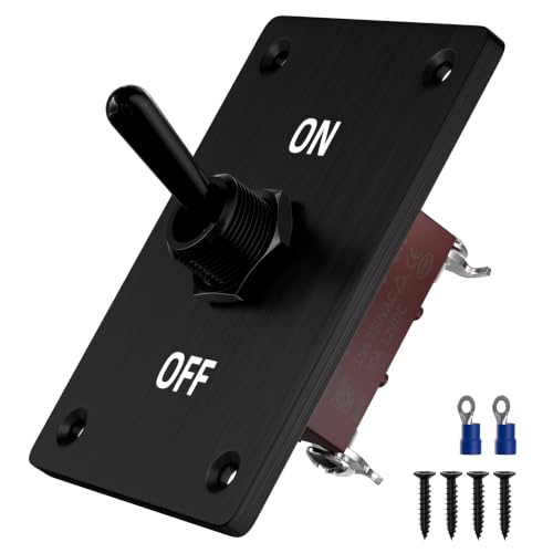Image of RVBOATPAT Toggle Switch 12V 30A SPST 2 Pin 12 Volt Heavy Duty ON /Off Toggle Switch with Mounting Panel for Marine Car Boat RV (Black)