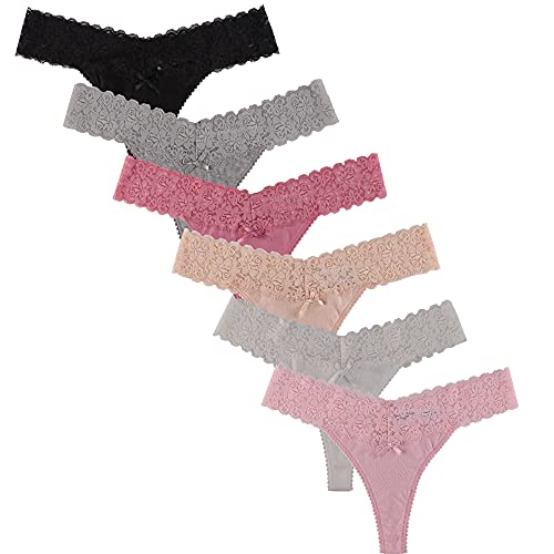 UWOCEKA Cotton Thongs - Thongs for Women Pack, Cute Underwear Sexy Panties for Lady