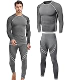 Picture of UNIQUEBELLA Thermal Underwear for Men Sets Top Turtle Long Johns Fleece Sweat Quick Drying Thermo Base Layer
