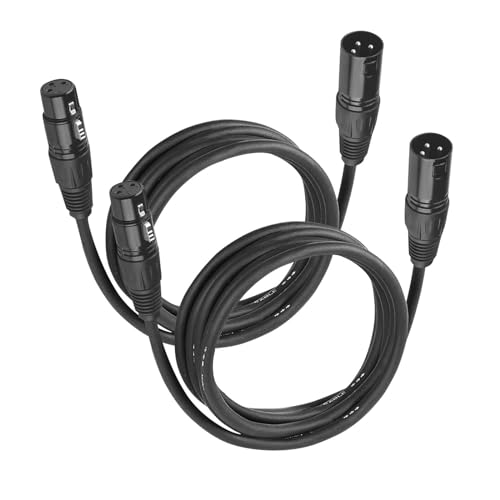 jindaaudio Cable DMX de 3 m, cables XLR de 3 m para luz de escenario o micrófono, cables DMX de 3 pines con conector macho a hembra (paquete de 2)