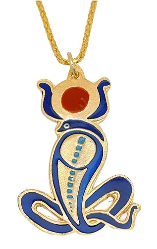 Cobra Wadjet Enameled Ancient Egyptian Pendant 49x33mm