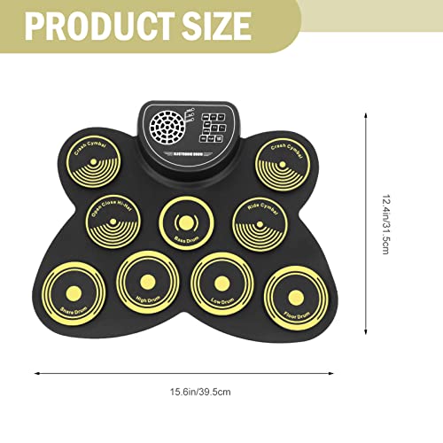 Roll Up Electronic Drum Pad: Iniciante Prática Pad Drum Kit USB MIDI Connectivity Com Alto- Falante