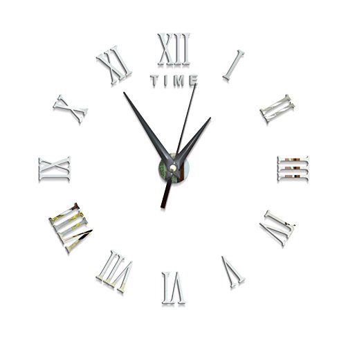 BHY Modern Diy Silent Art Wall Clock Living Room Modern Fashion Mirror Wall Clock 3d Wall Paste Clock (size: 56cm X 56cm)