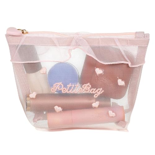 Larrel Cute Makeup Bag, Y2K Cosmetic Bag, Coquette Aesthetic Makeup Bags for Women, Bow Aesthetic Cosmetic Bags for Home, Travel, Office, Outdoors, Camping and Storage of Small Items (Pink)