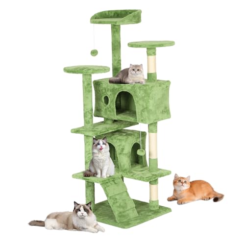 Árbol moderno para gatos de 3 niveles verde miniatura 1