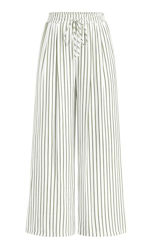 Image of PRETTYGARDEN Womens Pants Elastic Waist Floral Lightweight Palazzo Pants for Women Casual Lounge Wide Leg Pants Woman