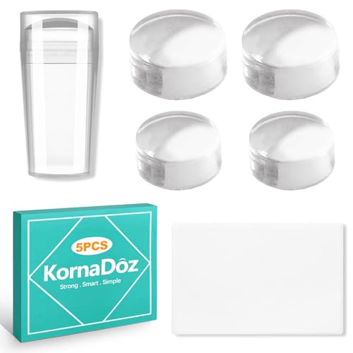 KornaDoz 5 Pieces French Tip Nail Stamper Kit, Clear Silicone Nail Stamp Tool with Replaceable Heads for Practical French Manicure, Easy DIY Nail Art for Fingers and Toes at Home