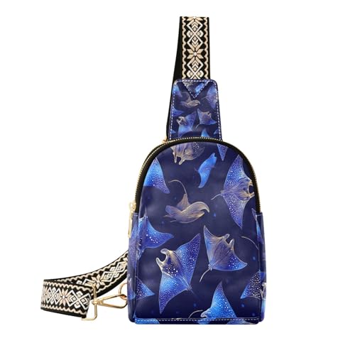 Wildlife Mantas Dark Blue plaid polaire bleu marine grand format