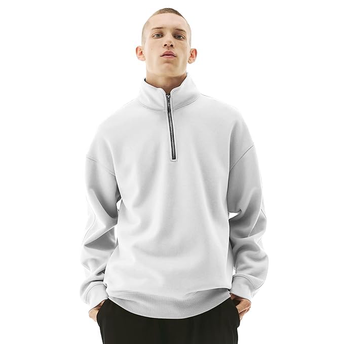 a to z creation Fleece Half Zip High Neck Loose Fit Sweatshirt for Men's-picture-42