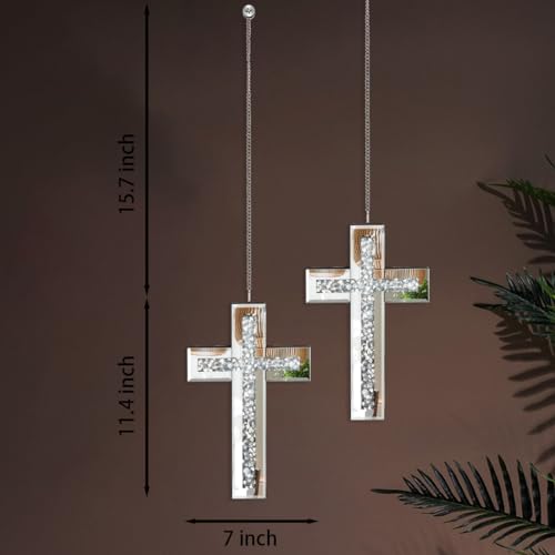 Pibeyer Silver Diamond Shaped Wall Mirror Set of 3, Decorative Crystal Crush Diamond Mirrors for Bedroom, Living Room & Hallway, Home Decor - Image 3