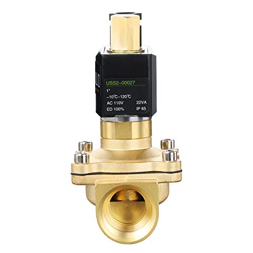 U.S. Solid 1 Inch Brass Solenoid Valve 24VDC Normally Closed With VITON Seal - For Air, Water, Fuel, Oil (Not For Drinking Water)