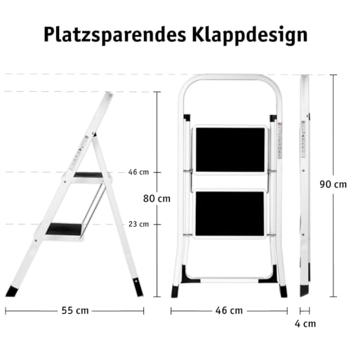 WALTER Leitertritt, klappbar, beschichtetem legiertem Stahl, 2 Stufen