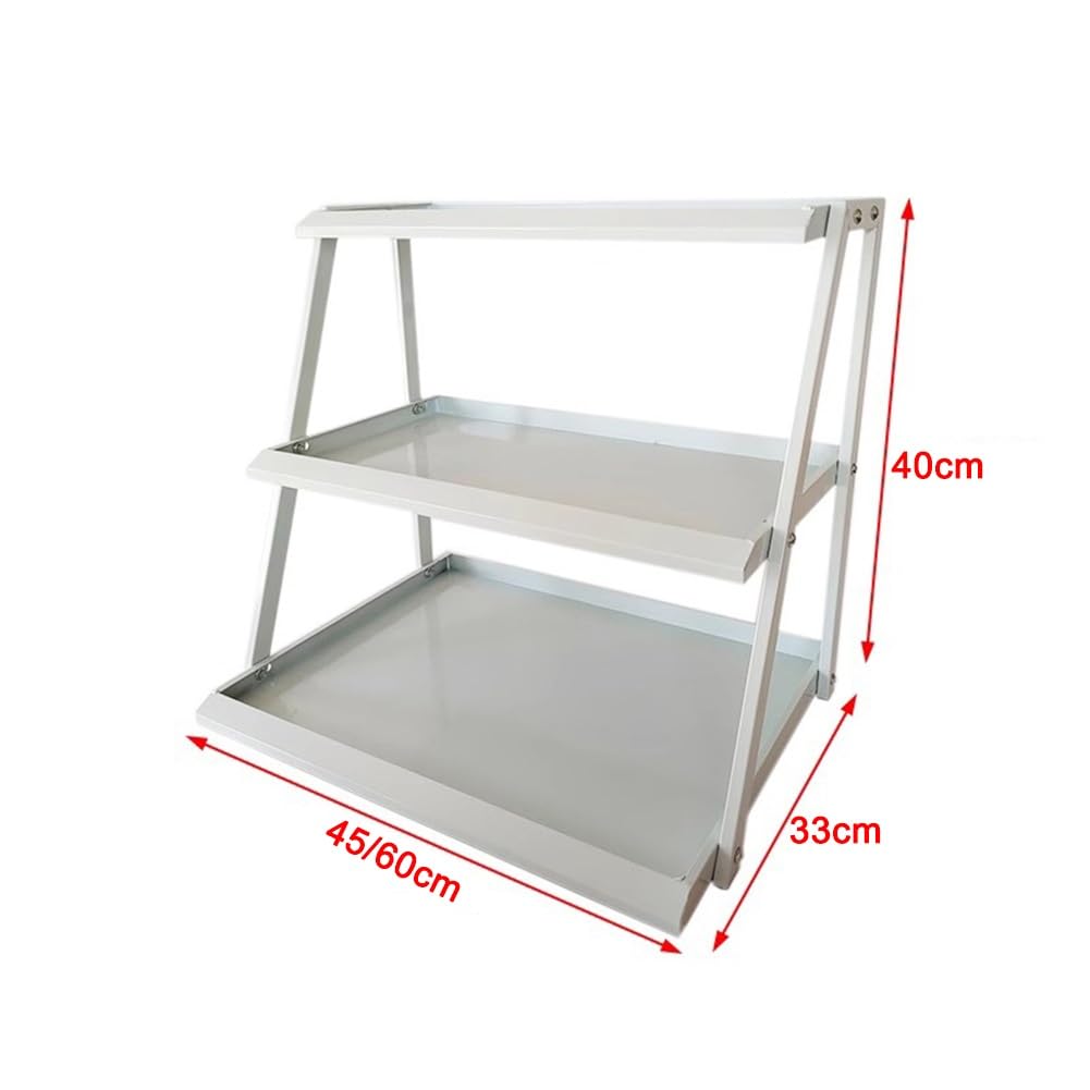Snack in metallo a 3 ripiani – Multifunzionale da banco Candy Display Rack per vendita al dettaglio, ufficio, dispensa e camera da letto – 60 x 33 x 40 cm, bianco – Supporto per snack ideale per un