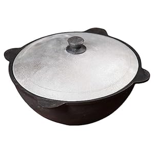 Cast Iron Uzbek Traditional Kazan Cauldron – 6L to 22L – Qozon Qazan Kadai Pilaf Plov Lagman Shorpa (10L-2.6gal)