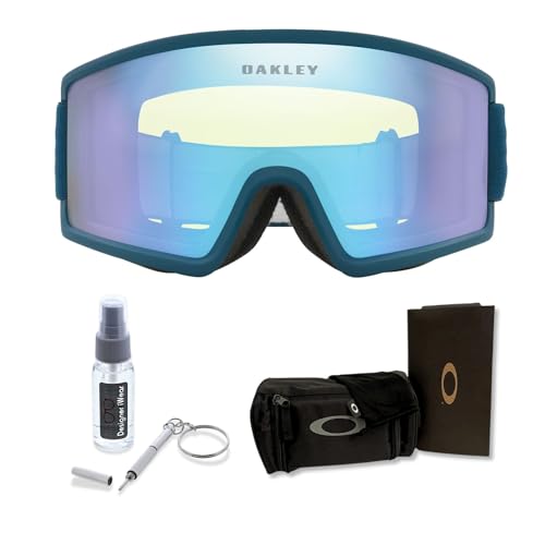 Image of Oakley Target Line MEDIUM /LARGE Ski Goggles for Men for Women | In White, Posideon & Celeste. Bonus kit: cleaning spray, cloth, screwdriver & mirror.