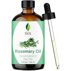 SVA Rosemary Essential Oil, Glass Bottle with Dropper, 4 Fl Oz (118 ml) | Rosemary Oil for Hair Care, Scalp Care, Diffuser, Humidifier, Skin, Body Massage, Soap Making, Candle Making & DIY Projects