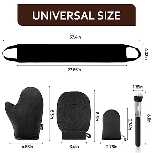 IMYMEE 5 Pack Self Tanning Mitt Applicator Kit, Self Tanner Mitt Includes Self Tan Glove, Face Tan Mitt, Back Lotion Applicator, Exfoliating Glove, Tanning Brush Multi-Purpose Self-Tanning Set(Black) - Thumbnail 3