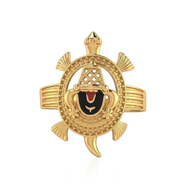 gold plated tortoise tirupati balaji ring vastu good luck band men women