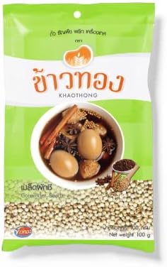 Khaothong Dried Thai Coriander Seeds Whole, 3.52oz (100g.) 100% Natural Aroma Thai Spices, Authentic Thai Taste