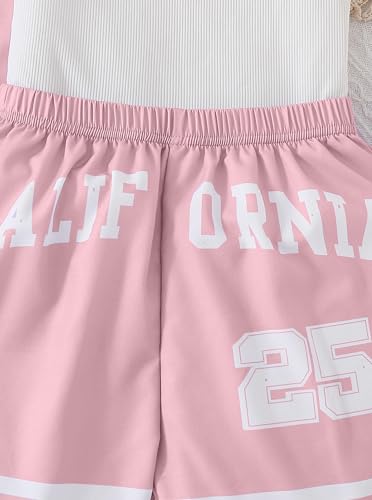 Image of Hilinker Girls 3 Piece Outfits Graphic Tank and Short Sleeve Cardigan with Shorts Set