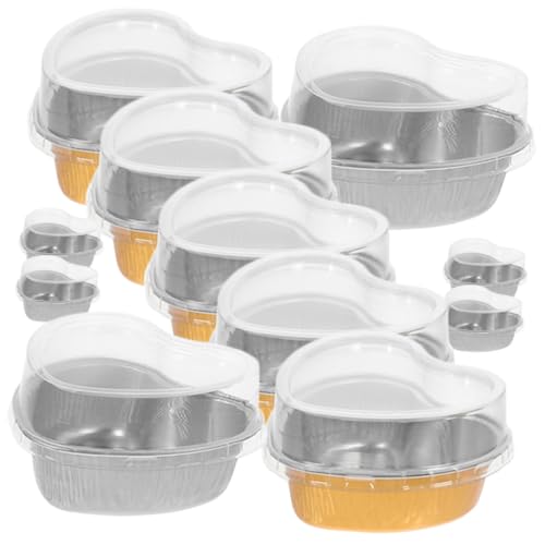 KICHOUSE 30Pcs Heart Shaped Cake Molds with Lid Baking Cups for Muffins and Cupcakes Foil Containers for Parties and Celebrations