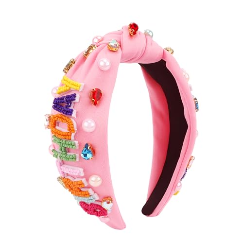 AOPRIE Diadema de princesa de cumpleaños para mujeres y niñas, tiara y coronas para niñas, accesorios de feliz cumpleaños, color rosa, 1 paquete