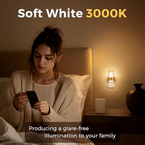 Image of L LOHAS LED Night Light, Night Lights Plug into Wall, 3000K Soft Warm 0-100LM Adjustable Modern Night Lights,Automatic Nightlights Pulg in with Dusk to Dawn Sensor for Rooms Bathroom Hallway Decor